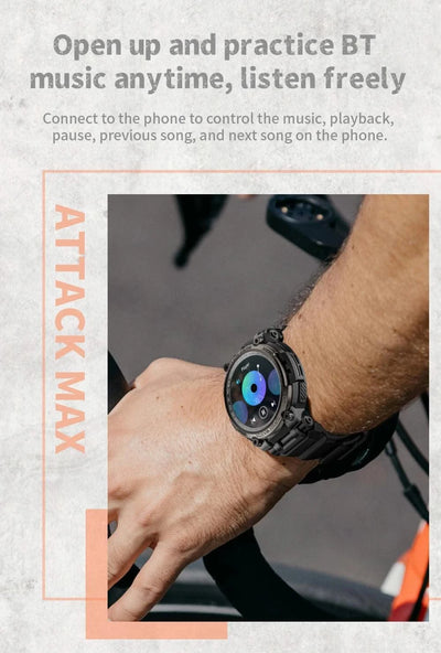 LOKMAT New ATTACK MAX Sport Rugged Smart Watch BT Calls Waterproof Military Smartwatches Heart Rate Monitor Fitness Tracker