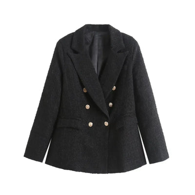 Green Double Breasted Women's Blazer, Beige, Black, Red Women Suit Jacket, Spring Vintage Female Coats