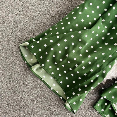 V Neck Sexy Dolman Sleeves Waist Slim Polka Dot Print Jumpsuit Women Wide Leg Trousers Jumpsuit