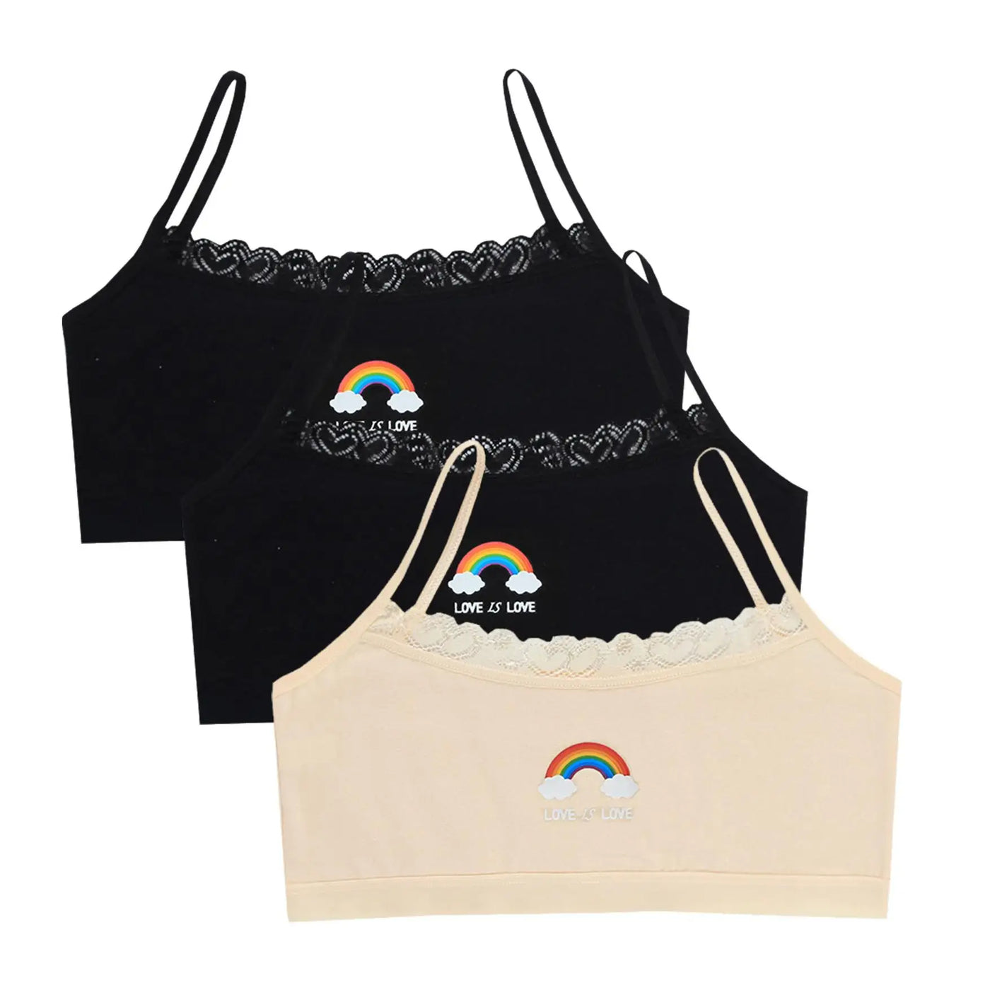 3PCS Teenage Girls Small Training Bras Cute Kids Rainbow Printed Sports Vest Bra Students Children Brassiere Underwear Tube Tops