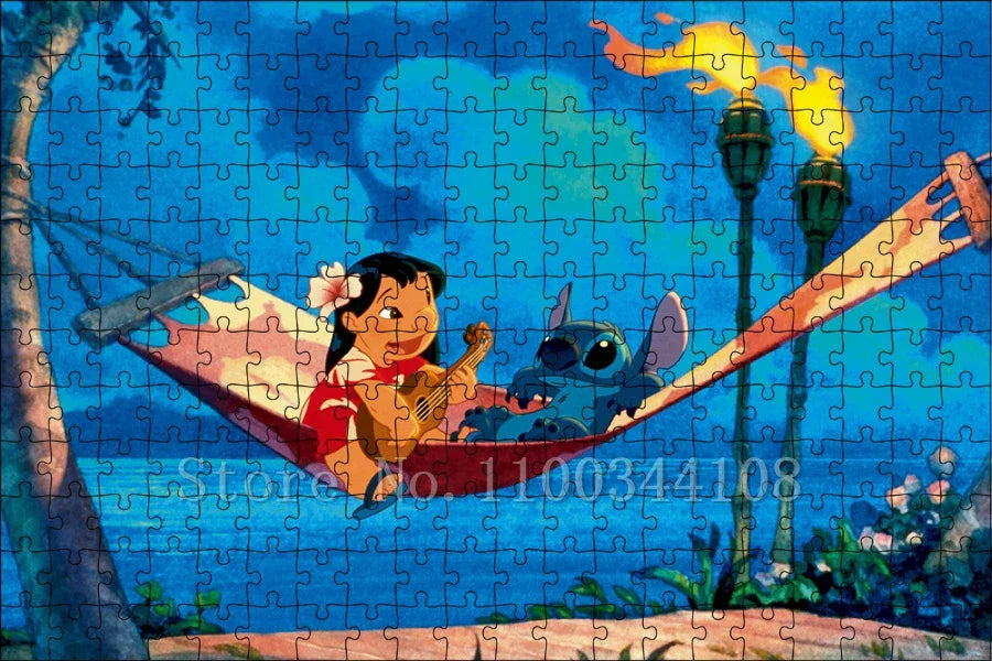 Disney Lilo & Stitch Puzzle Cartoon Movies Children Games Educational Toys 300/500/1000 Pcs Jigsaw Puzzles Adults Decompressing
