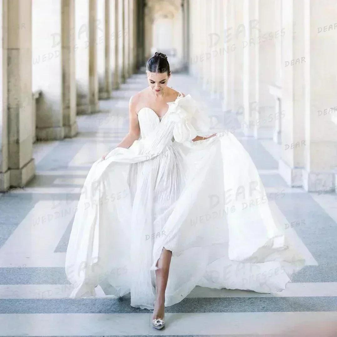 3-d flower wedding dresses woman
