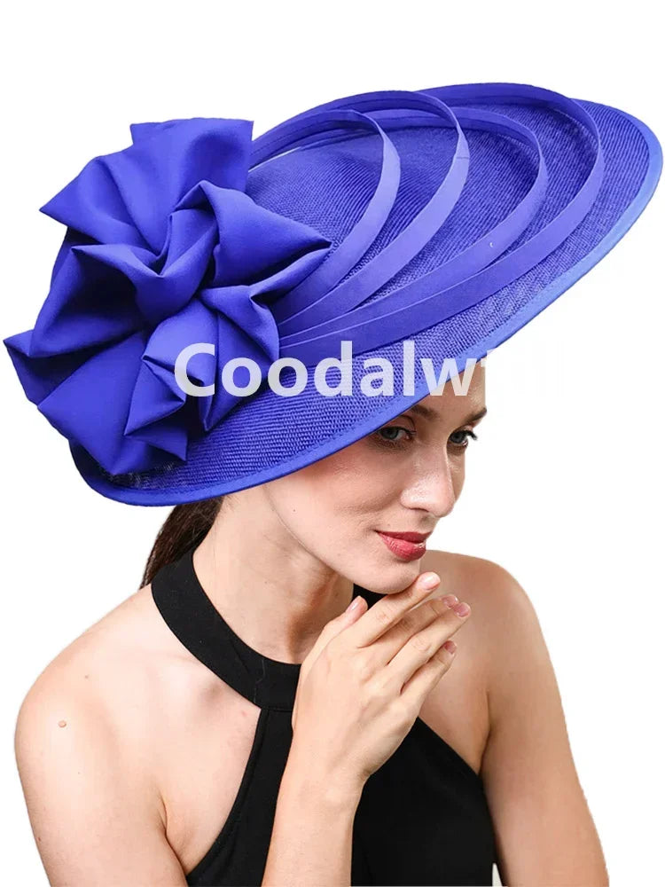Women Church Wedding Big Fascinator Hat Fashion Large Flower Headpiece Fascinator Ladies Elegant Party Royal Ascot Millinery Cap