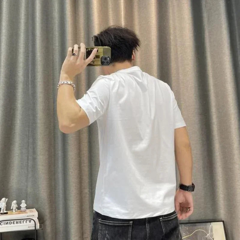 T Shirt for Men Black Man Tee Shirts Slim Fit Streetwear Drawings Top Anime Clothing Wholesale Summer Kpop Vintage Cheap Xl S