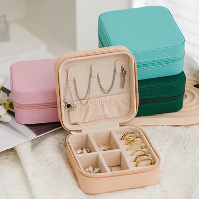 PU Jewelry Organizer Display Travel Jewelry Case Box Travel Portable Jewelry Box Storage Organizer Earring Holder Gift