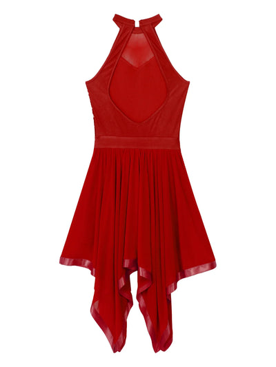 Elegant Ballet Leotards Dance Dress For Women Shiny Sequins Asymmetrical Hem Mesh Lyrical Dresses Prom Performance Costume