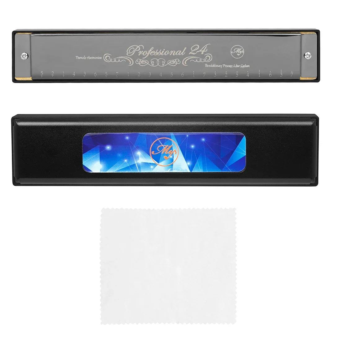 24 Holes Harmonica Key of C Professional Tremolo Mouth Organ With Case For Adults Professionals and Students Harmonica