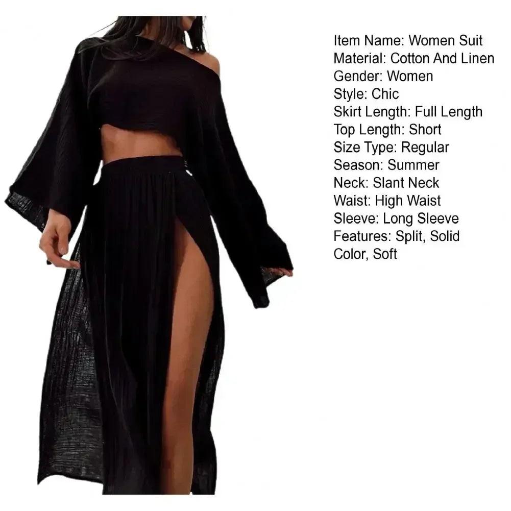 2 pcs/set women crop top ski rt set