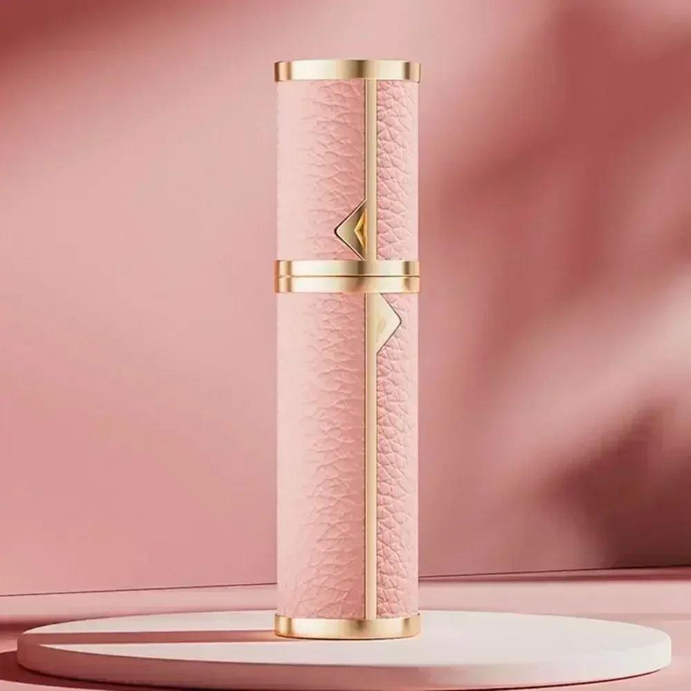 Luxury bottom-filled perfume bottle aluminum self-pumping 5ml real leather spray cologne moisturizer fragrance