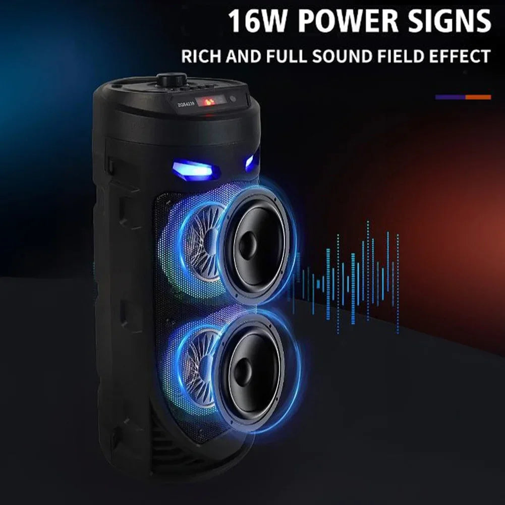 Bluetooth Wireless Speaker Stereo Speaker Support USB/TF/AUX/FM/BT/MIC Loud Boombox Speaker with Bass Lights for Outdoor Party