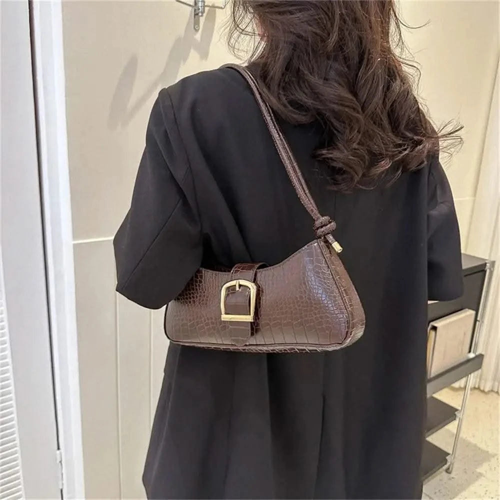 Women Stylish PU Leather Sling Bag Solid Colour Zipper
