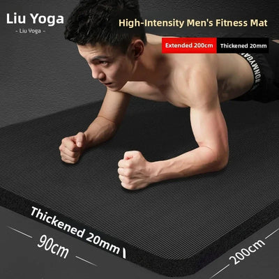 Men's Fitn Yoga Mat Thiened 20mm Wide Long Anti-slip Sports Yoga Mat Home Use Exercise Equipment l Rubber Pure Color