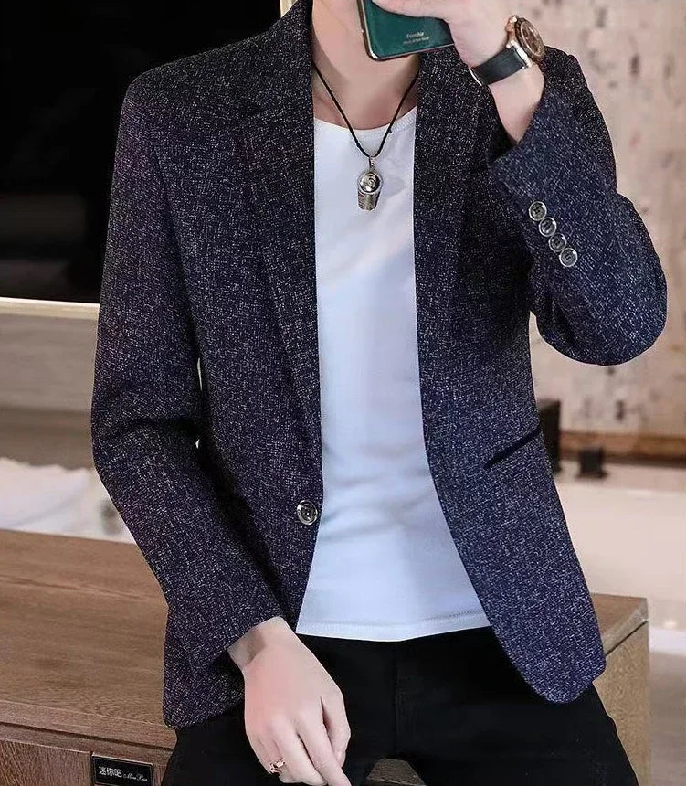 Plaid Male Blazer Brown Men's Suit Jackets Single Breasted Coat Fashion 2024 Fashionable High Quality Classic Luxury Designer