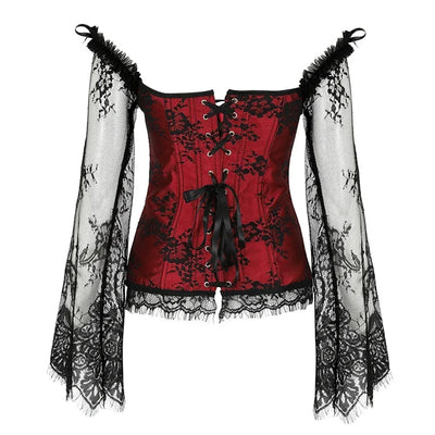Women's Corset Gothic Style Corsets Lace-up Bustier with Sleeves Breathable Bodyshaper Corsetto Medieval Dance Party Costumes