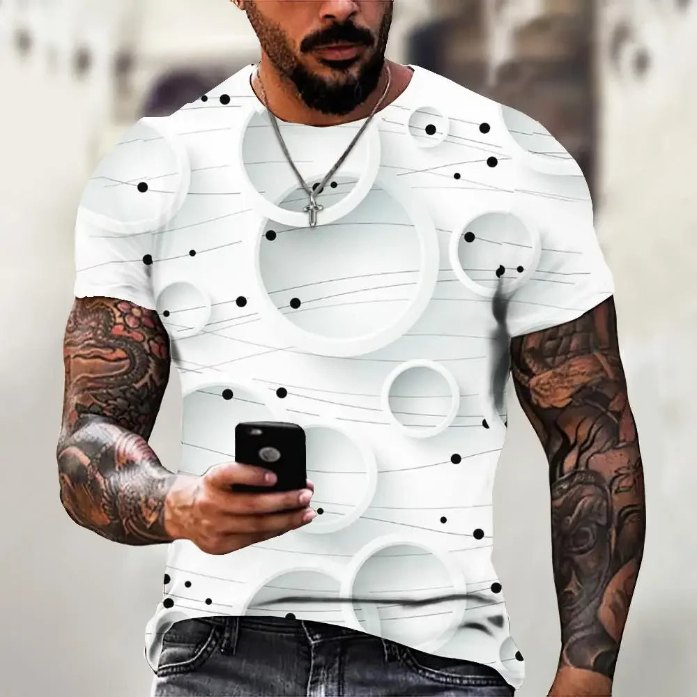 Fashion T-Shirts For Men 3d Irregular Pattern Men's Clothing Street Designer Short Sleeved Oversized Top Tees Casual Sportswear
