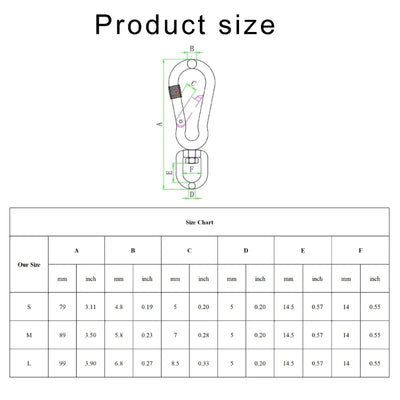 Stainless Steel Hook with Swivels for Dog Collar Carabiner with Swivels Joint Bolted Carabiner for Pet Leashes/Camping Tent