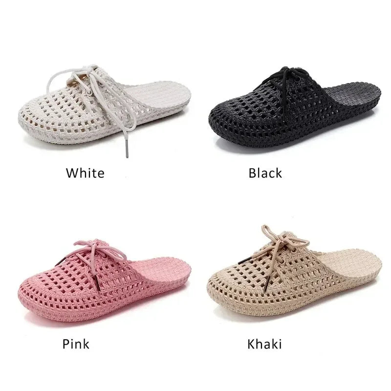 Women's Flip-flops Slippers 2023 Summer Shoes for Women Sandals Fashion Hollow Out Breathable Beach Shoes Lace-up Ladies Slipper