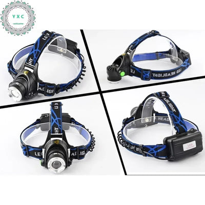 Head Light Powerful LED Headlamp Telescopic Zoomable Torch Outdoor Waterproof Rechargeable Fishing Camping Portable Headlight