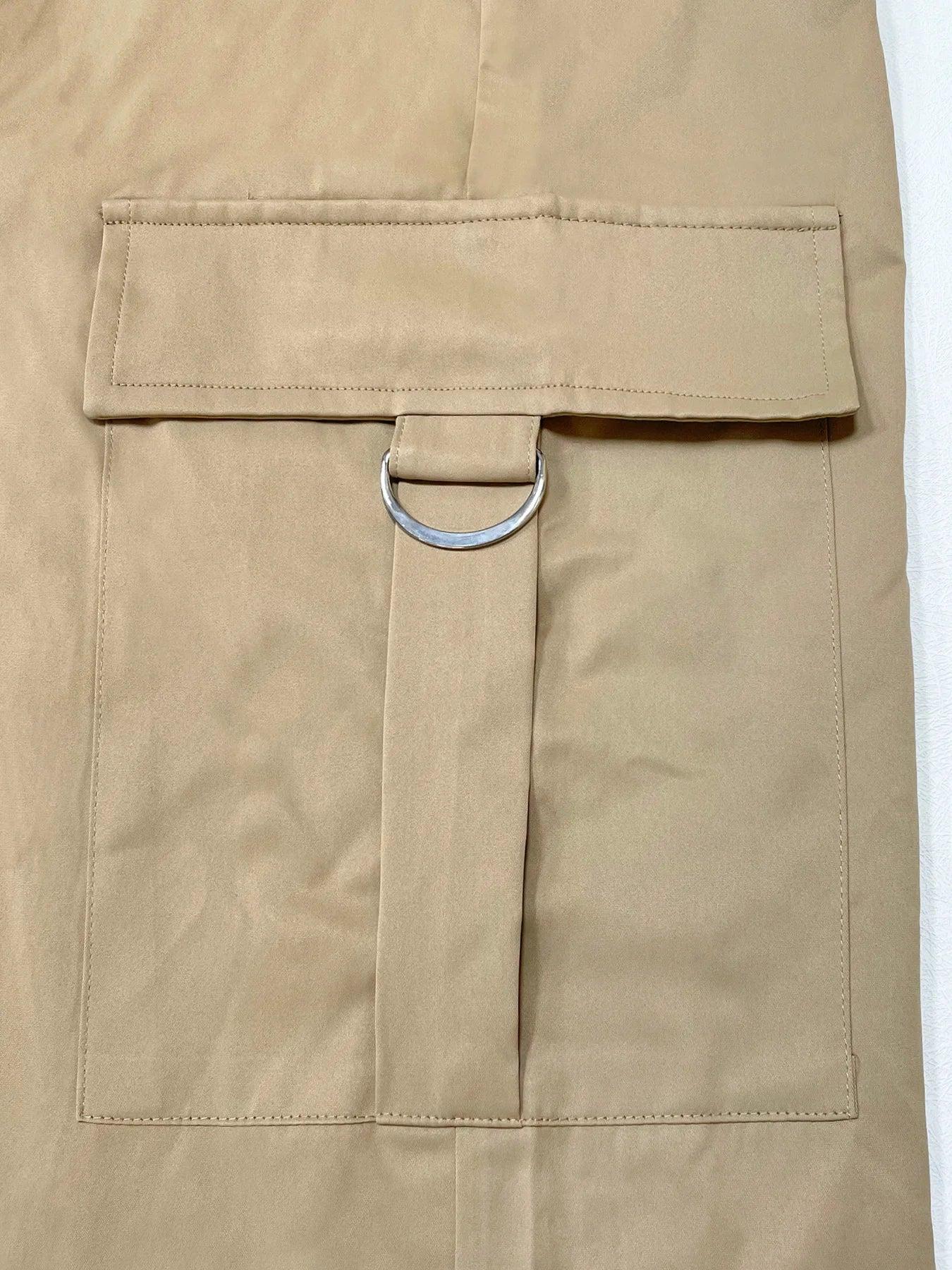 Women's Plain Multi-pocket High Waist Cargo Pants, Casual Street Straight Leg Pants for Daily Wear, Ladies Bottoms