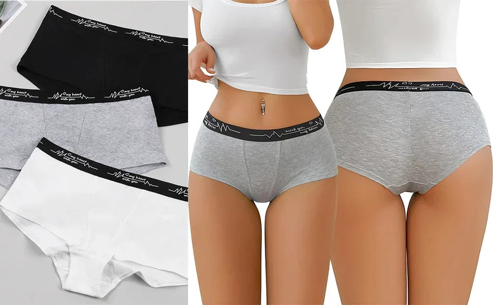 Ladies Solid color boxers Briefs Comfortable Female Underwear Sporty Style Casual Sexy Panties for Women S-XL