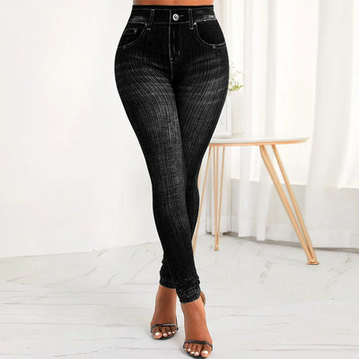 M XXL Faux Denim Leggings Women