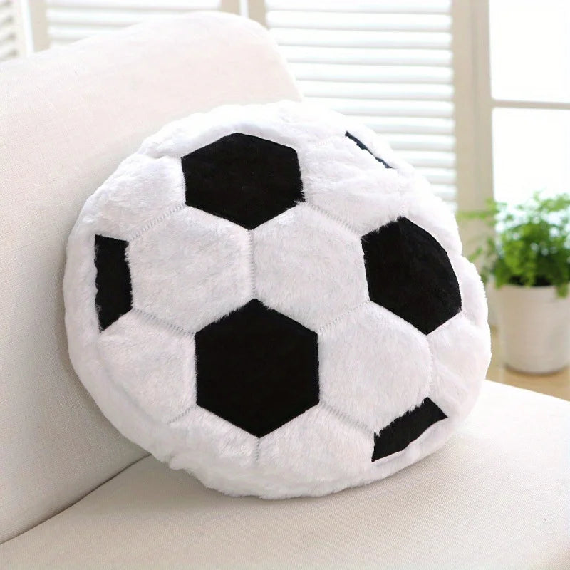 Plush Soccer Ball Throw Pillow Cushion, Polyester, Sports Room Decor, Gift for Boyfriend Birthday, Football Fan Present