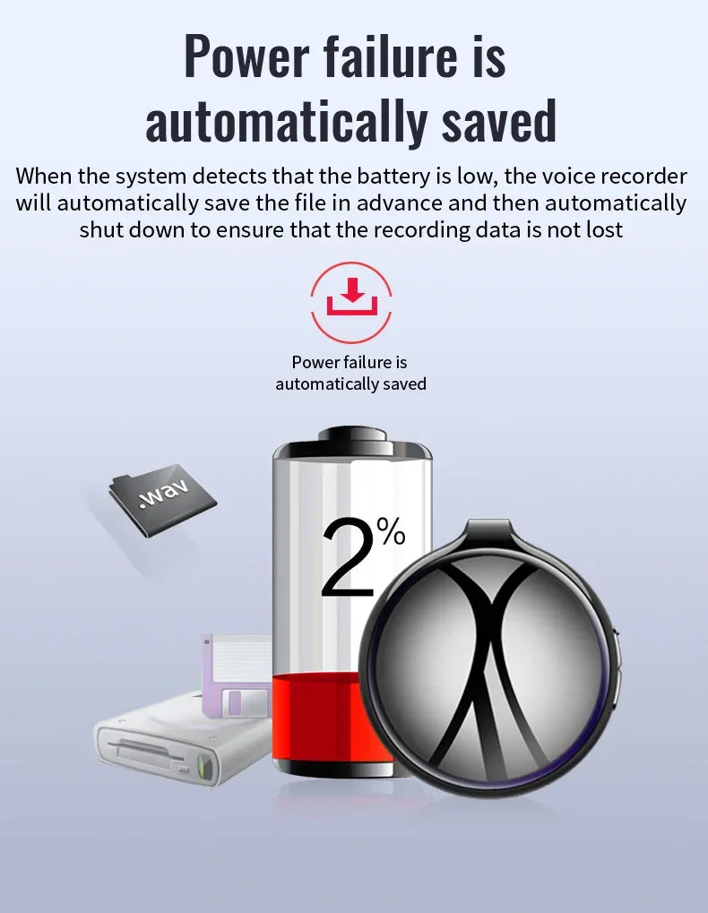 Voice Recorder Activated Recording Micro Dictaphone Digital Audio Smart Recorder MP3 Player Noise Reduction