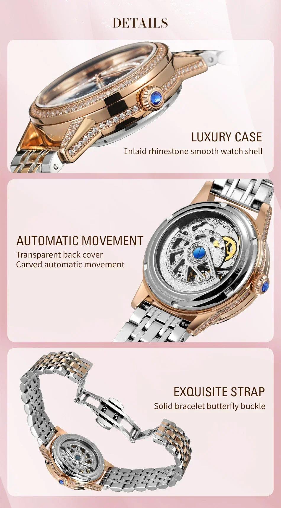 2024 high end luxury diamond watch women mechanical automatic movement ladies watches stainless steel fashion women’s