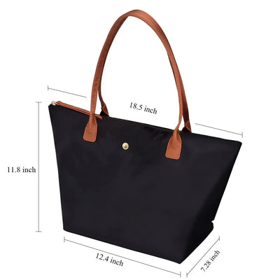 Designer Tote Bag for Women Large Lightweight Nylon Work Shoulder Bag Foldable Travel Purses and Handbags Trendy Dumpling Bag