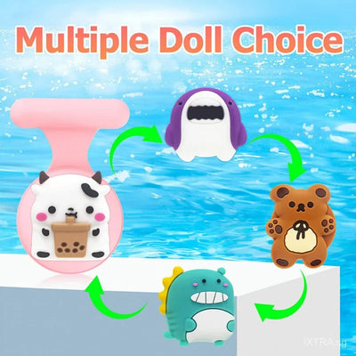 Pink panda silicone doll AirTag holder brooch for girls