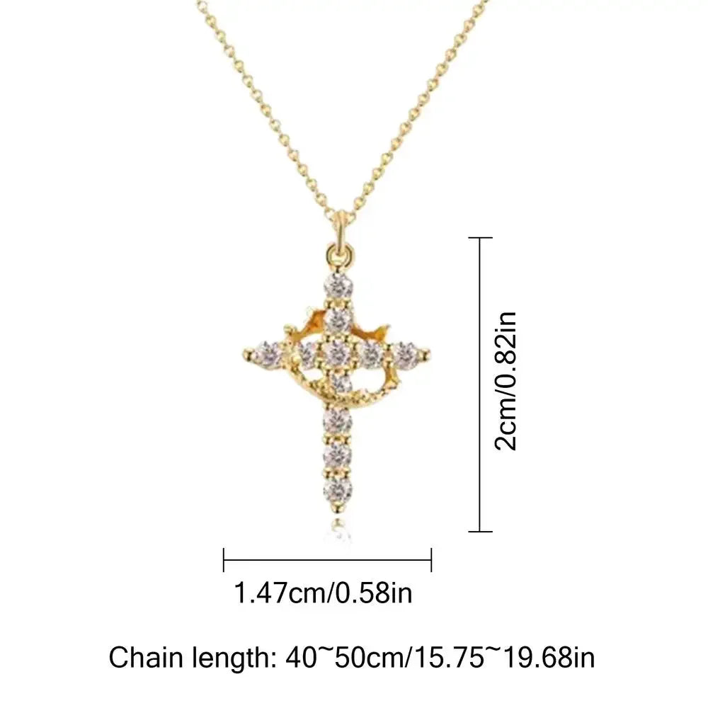 Religious cross Jewelry Neck Chain Christian Necklace Copper Religious Necklace Christian Crown Necklace Pendant For Women Men