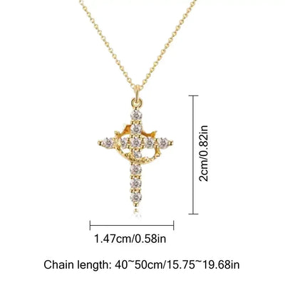 Religious cross Jewelry Neck Chain Christian Necklace Copper Religious Necklace Christian Crown Necklace Pendant For Women Men