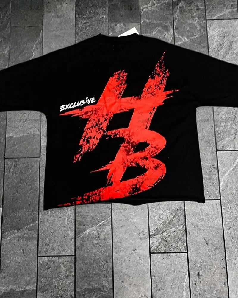 2025 European and American men clothing Oversized T-shirts hip-hop retro printed tops short-sleeved Goth Harajuku street shirts