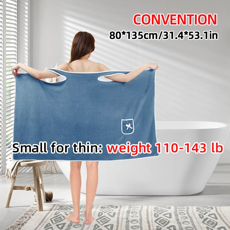 Womens Bath Towels Girls Wearable Fast Drying Bathing Beach Spa Bathrobes Wash Clothing, Shower Bath And Gym Towel