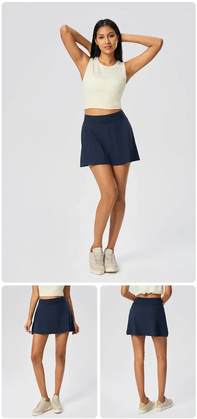 Women Sports Skorts High Waist Tennis Skirt With Pocket Fitness Running Athletic Golf Culotte Gym Sportswear Shorts