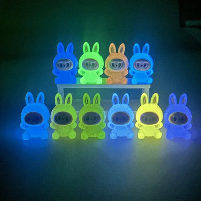 10pcs Blind Boxes Night Light Cartoon Stereoscopic Labubu Cute Children Toy Diy Resin Car Keychains Pendants Surprise Gift