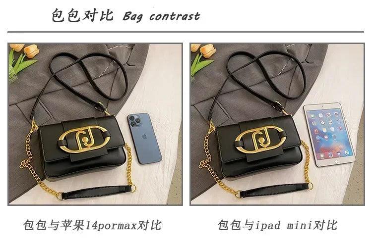 Designer handbags for women leather metal buckle flap square shoulder bags fashion 2024 ladies messenger females casual