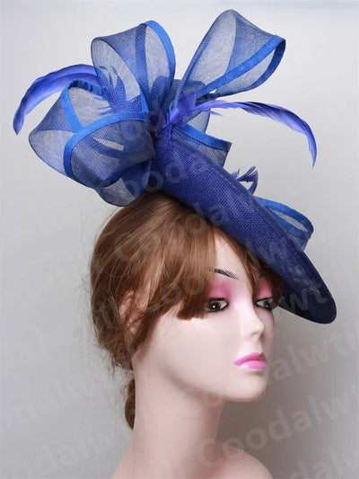 Royal Ascot Red Hair Fascinator Veils Hat Women Church Wedding Fascinaors Hat Headband Feather Derby Headpiece Ladies Chapeau
