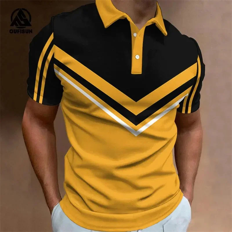 Fashion Simplicity Men's Polo Shirt Summer Short Sleeve Buttons Tops Street Sports Style Clothing Oversized Pullover Golf Wear
