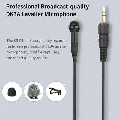 Saramonic SR-R1 Miniature Handy Recorder with Lavalier Microphone for Wedding Videography Interview, Filming and Recording