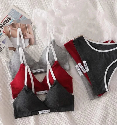 Women Cotton Bra And Panties Set