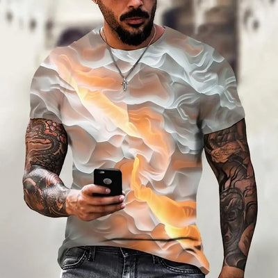 Fashion T-Shirts For Men 3d Irregular Pattern Men's Clothing Street Designer Short Sleeved Oversized Top Tees Casual Sportswear
