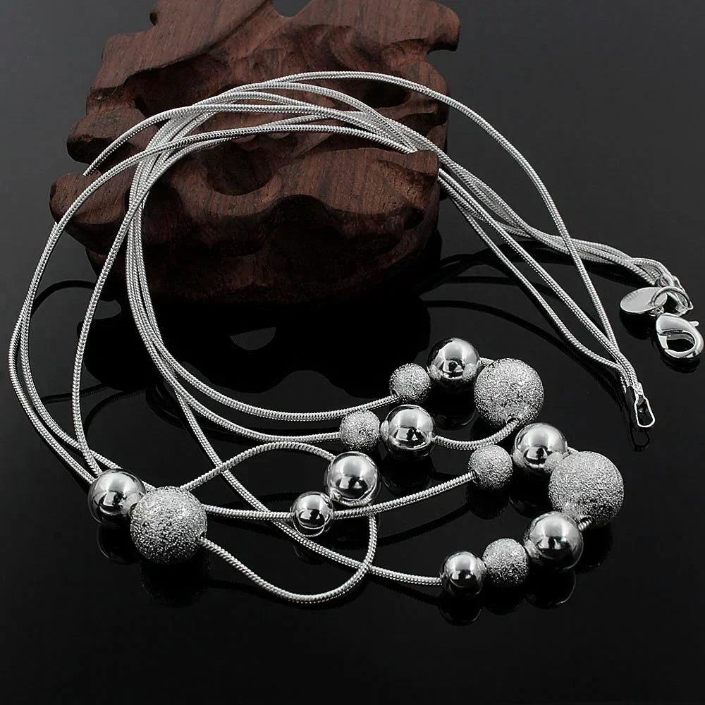 Fine Jewelry Charm 925 Sterling Silver Bead Necklace Classic High Quality Fashion for Women Lady Wedding Chain Gift