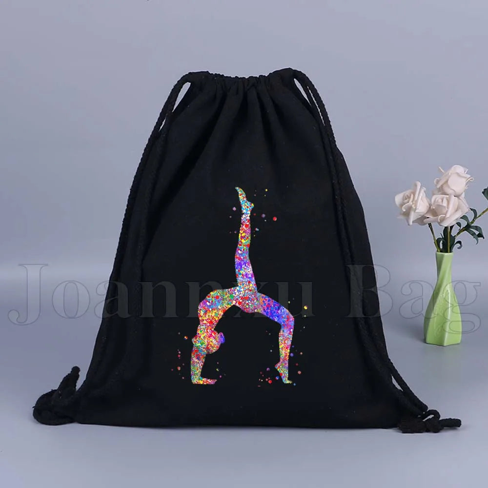 Tumbling Gymnastics Girl Gymnast Women Rhythmic Balance Beam Aerial Yoga Drawstring Backpack Sackpack String Bag String Bags