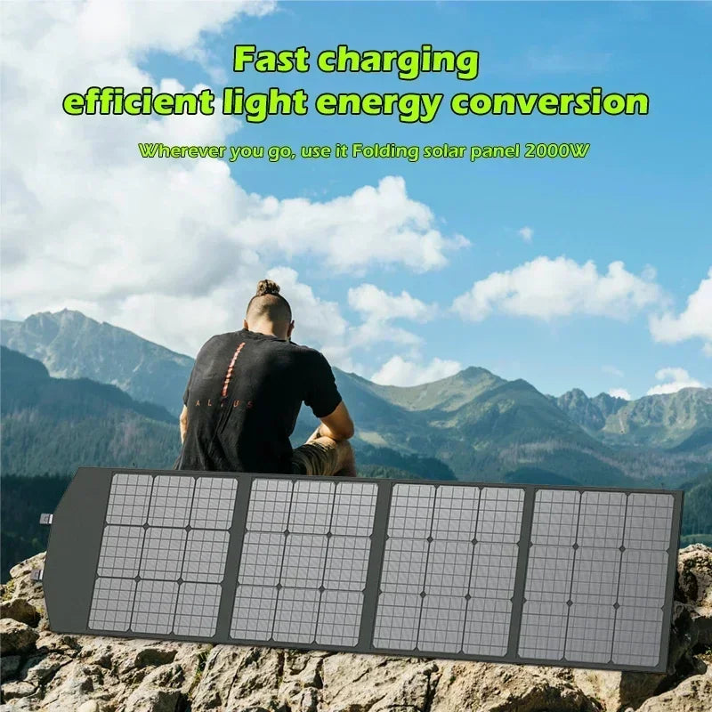 Flexible, Foldable, High Efficiency Solar Panel, Travel & Phone & Boat, Portable 12V 2000w 1500w 1000w 500w Solar Panel Kit