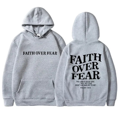 FAITH OVER FEAR Print Hoodies for Men Women Hooded Sweatshirts