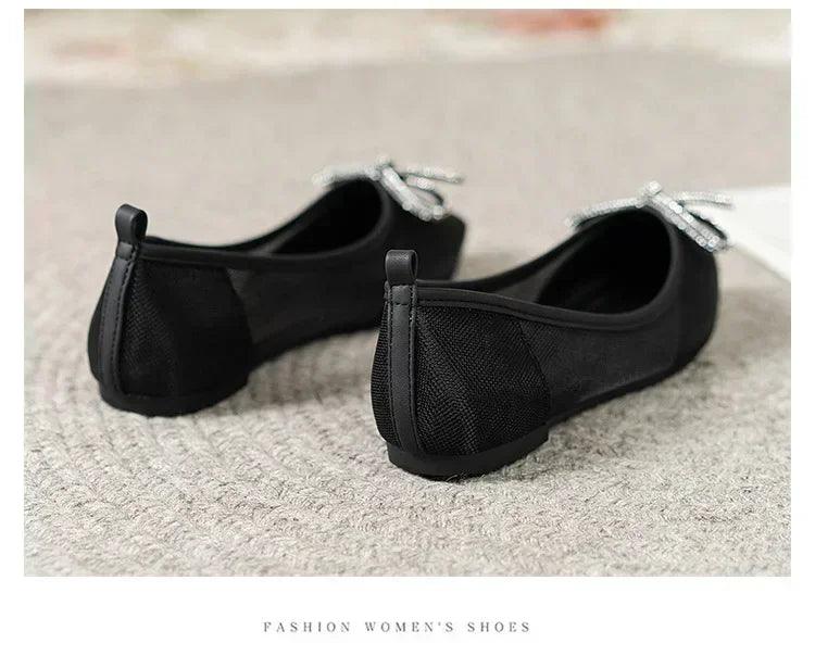 Women ballerinas bowtie slip on ballet flat shoes moccasins ladies