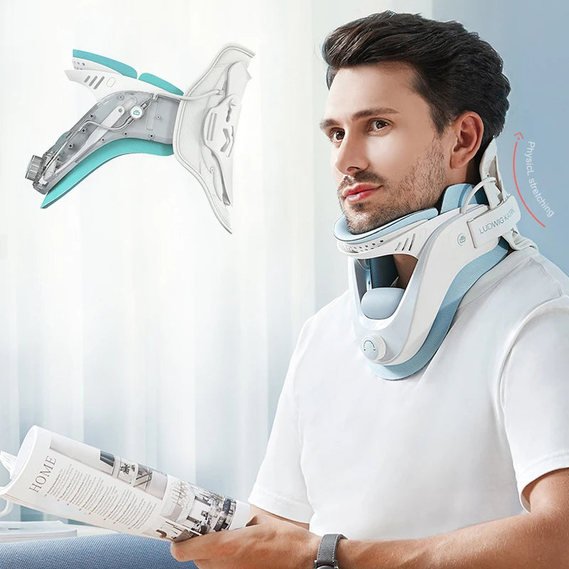 Cervical Neck Traction Device Neck Brace for Men and Women, Adjustable Neck Stretcher with 6 Power Tractions for Neck Pain Decom