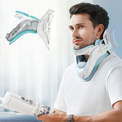 Cervical Neck Traction Device Neck Brace for Men and Women, Adjustable Neck Stretcher with 6 Power Tractions for Neck Pain Decom