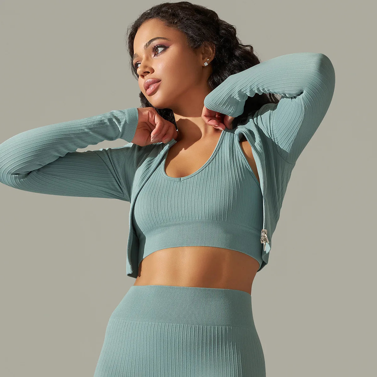 Women's Crop Top Front Zipper